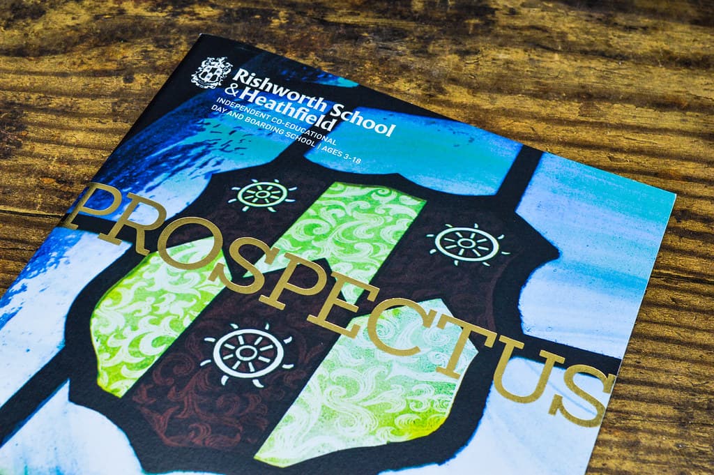 School prospectus booklets and printed open-day materials